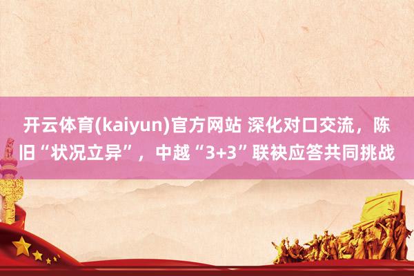 开云体育(kaiyun)官方网站 深化对口交流，陈旧“状况立异”，中越“3+3”联袂应答共同挑战
