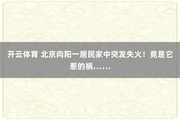 开云体育 北京向阳一居民家中突发失火！竟是它惹的祸……