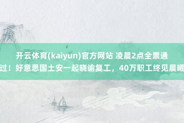 开云体育(kaiyun)官方网站 凌晨2点全票通过！好意思国土安一起晓谕复工，40万职工终见晨曦
