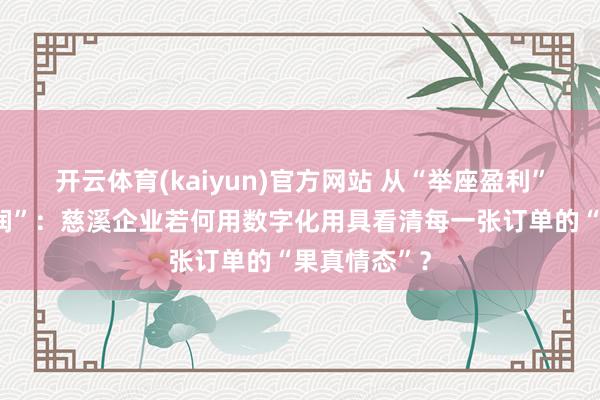 开云体育(kaiyun)官方网站 从“举座盈利”到“颗粒利润”：慈溪企业若何用数字化用具看清每一张订单的“果真情态”？