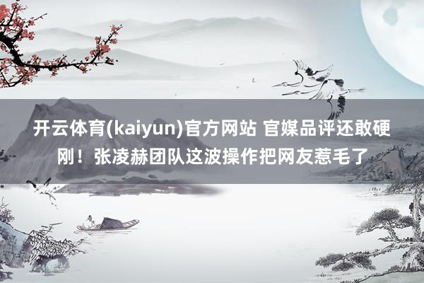 开云体育(kaiyun)官方网站 官媒品评还敢硬刚！张凌赫团队这波操作把网友惹毛了