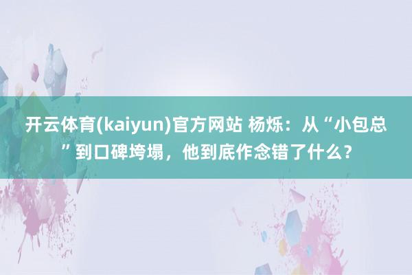 开云体育(kaiyun)官方网站 杨烁：从“小包总”到口碑垮塌，他到底作念错了什么？