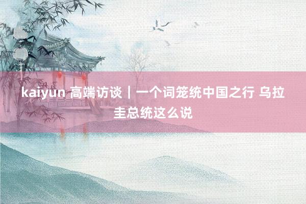 kaiyun 高端访谈｜一个词笼统中国之行 乌拉圭总统这么说