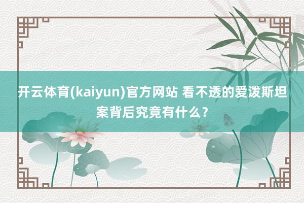 开云体育(kaiyun)官方网站 看不透的爱泼斯坦案背后究竟有什么？