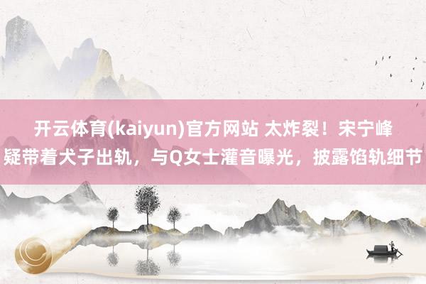 开云体育(kaiyun)官方网站 太炸裂！宋宁峰疑带着犬子出轨，与Q女士灌音曝光，披露馅轨细节