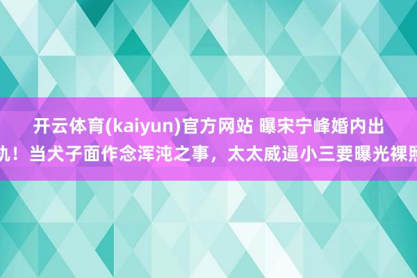开云体育(kaiyun)官方网站 曝宋宁峰婚内出轨！当犬子面作念浑沌之事，太太威逼小三要曝光裸照