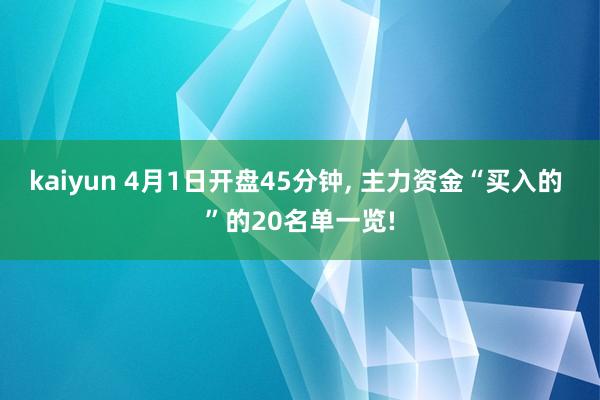 kaiyun 4月1日开盘45分钟, 主力资金“买入的 ”的20名单一览!
