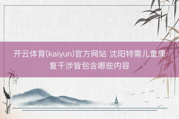 开云体育(kaiyun)官方网站 沈阳特需儿童康复干涉皆包含哪些内容
