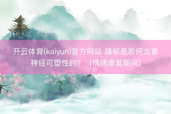 开云体育(kaiyun)官方网站 躁郁是若何龙套神经可塑性的？（情绪康复期间）