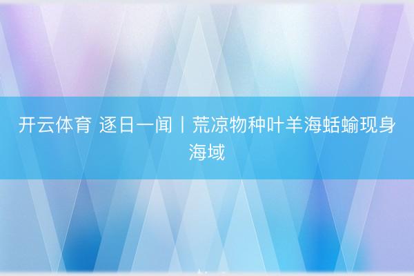 开云体育 逐日一闻丨荒凉物种叶羊海蛞蝓现身海域