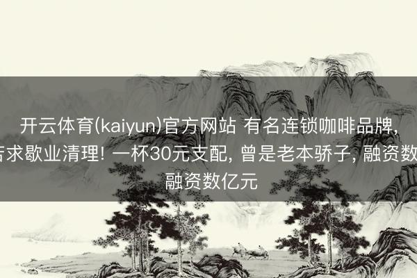 开云体育(kaiyun)官方网站 有名连锁咖啡品牌， 被苦求歇业清理! 一杯30元支配， 曾是老本骄子， 融资数亿元