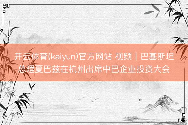 开云体育(kaiyun)官方网站 视频｜巴基斯坦总理夏巴兹在杭州出席中巴企业投资大会
